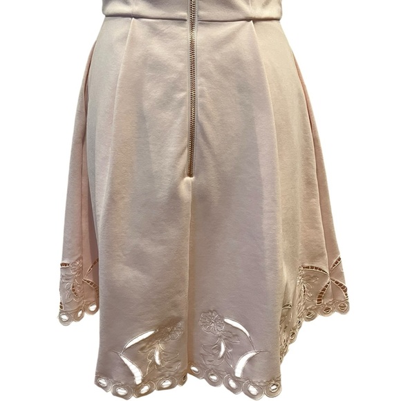 Ted Baker Emalise Pink V-neck Embroidered Skater Dress TB Size 2 - Picture 2 of 14